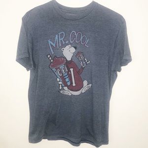 ICEE Mr. COOL polar bear blue T-Shirt Tee LARGE
